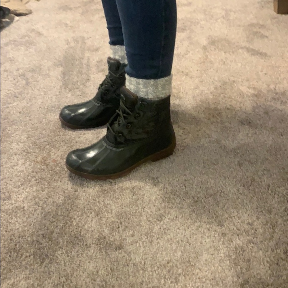 Olive green Sperry boots